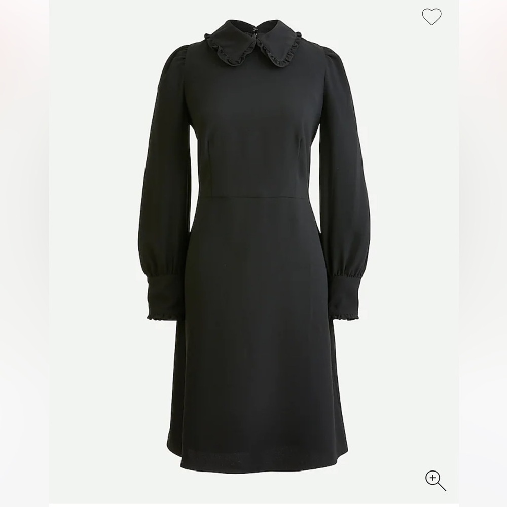 J.Crew Women's Black A-Line Long Sleeve Dress with Ruffle Collar Sz 6 AT591 A24